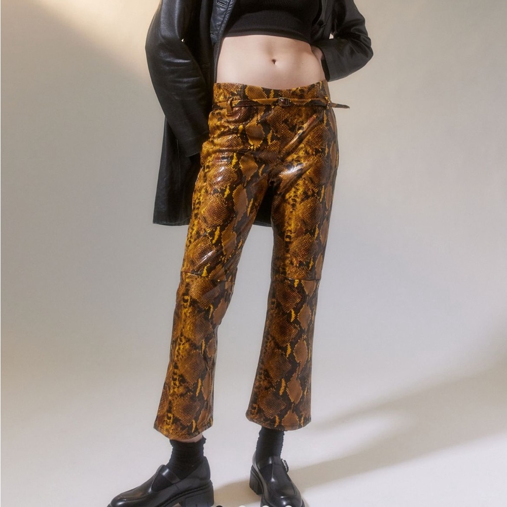 UO Leah Faux Leather Snake Print Pant